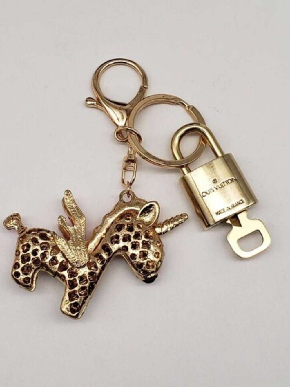 Authentic LV Gold Padlock & Key Set ✨ Luxury Bag Charm w/ Unbranded Keychain - Picture 7 of 8
